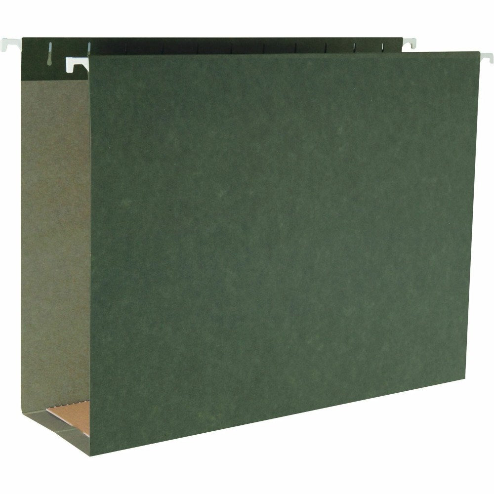 Business Source 1/5 Tab Cut Letter Hanging Folders - 8 1/2in x 11in - 3in Expansion - Standard Green - 25 / Box