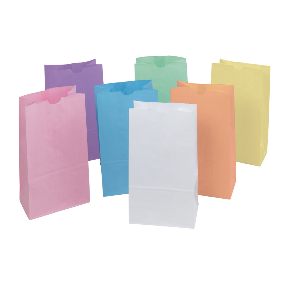 Creativity Street Kraft Bags, 6in x 3-5/8in x 11in, Assorted Pastel Colors, 28 Bags Per Pack, Set Of 3 Packs