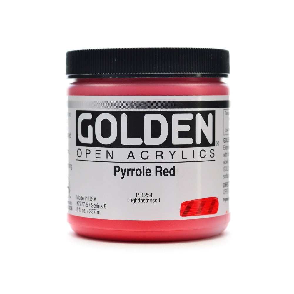 Golden OPEN Acrylic Paint, 8 Oz Jar, Pyrrole Red