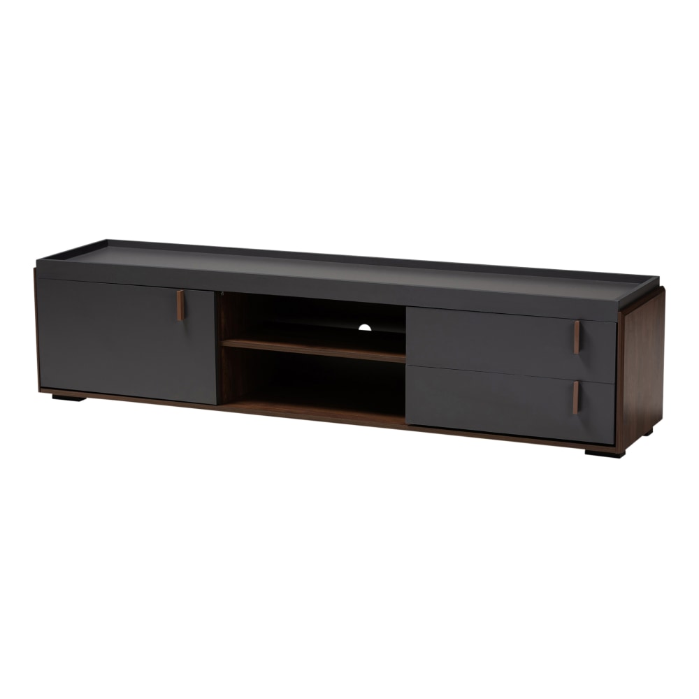 Baxton Studio 2-Tone Modern TV Stand, 17-1/8inH x 70-15/16inW x 15-3/4inD, Gray/Walnut