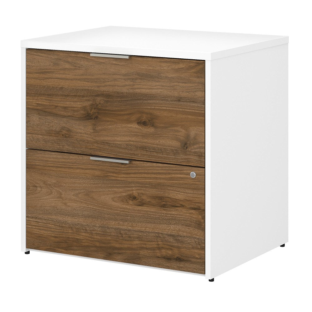 Bush Business Furniture Jamestown 29-5/7inW x 23-2/3inD Lateral 2-Drawer File Cabinet, Fresh Walnut/White, Standard Delivery