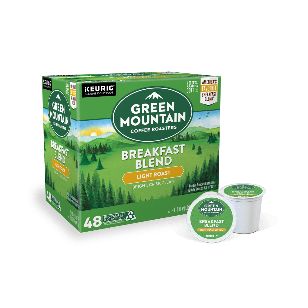 Green Mountain Coffee Single-Serve Coffee K-Cup, Breakfast Blend, Carton Of 48