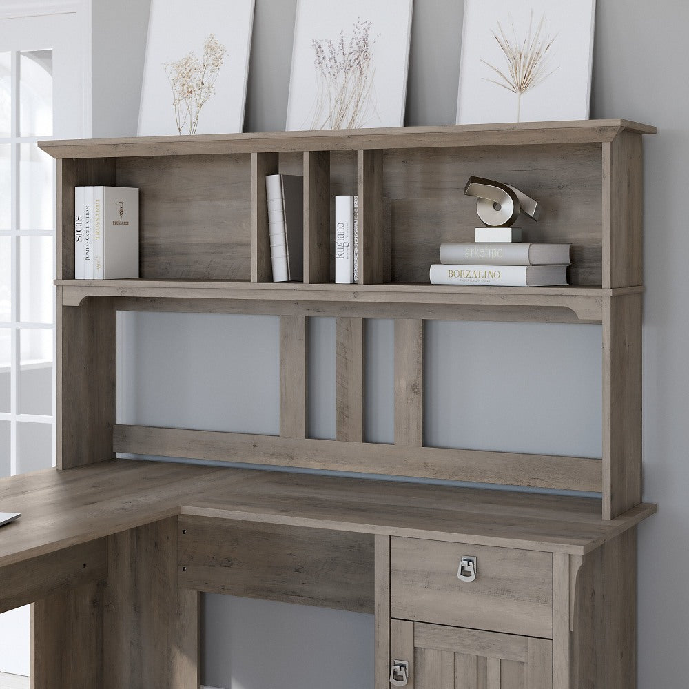 Bush Furniture Salinas 60inW Hutch For L-Shaped Desk, Driftwood Gray, Standard Delivery