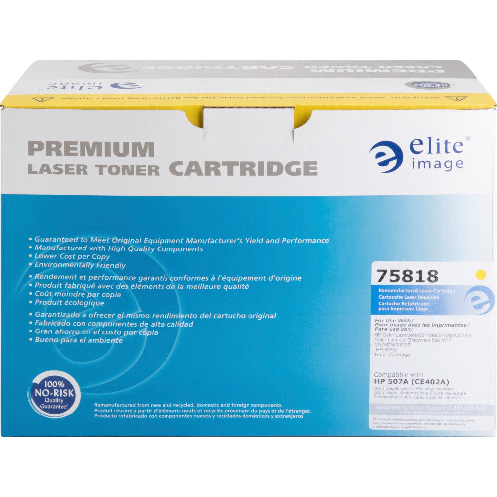 Elite Image Remanufactured Yellow Toner Cartridge Replacement For HP 507A, CE402A