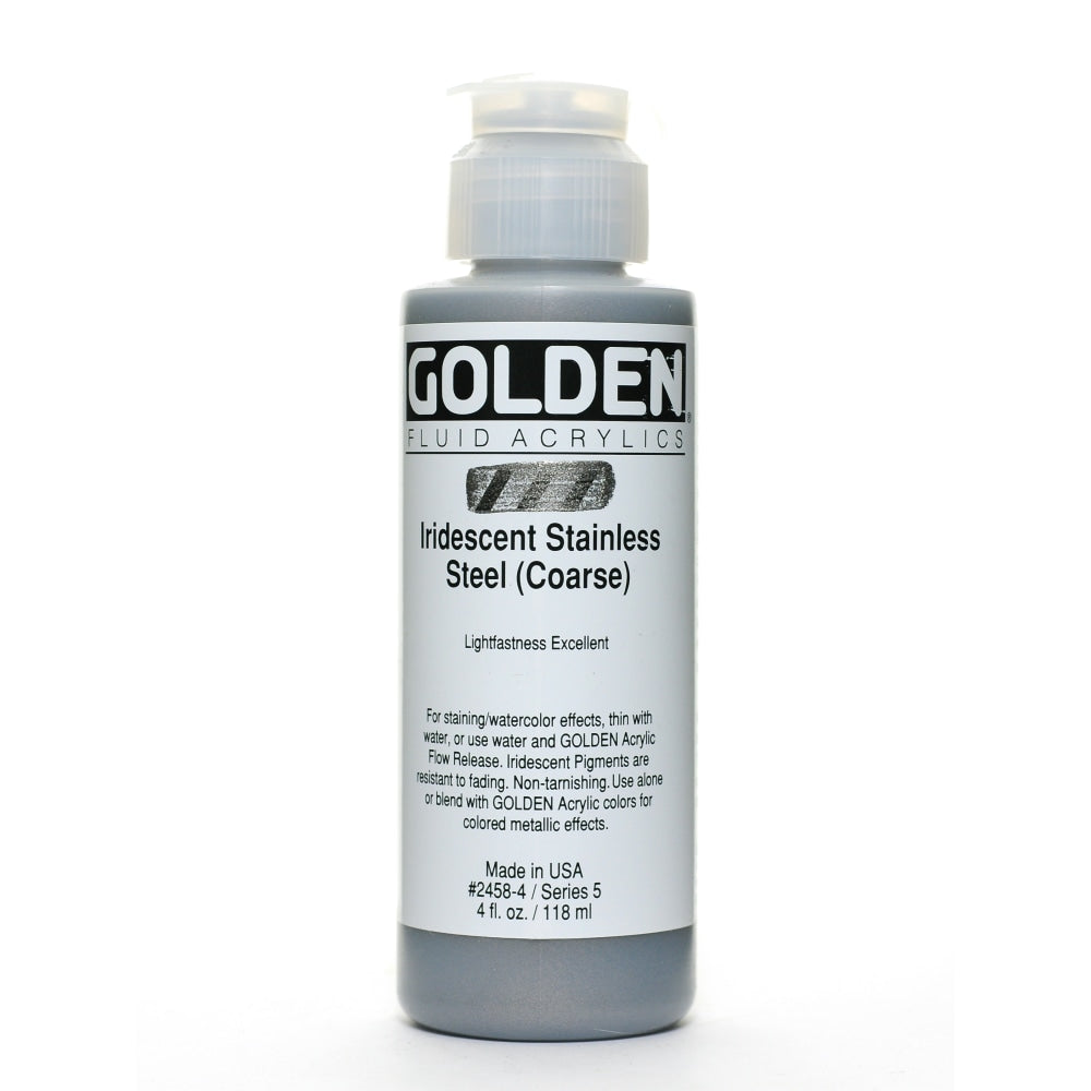 Golden Fluid Acrylic Paint, 4 Oz, Iridescent Stainless Steel Coarse