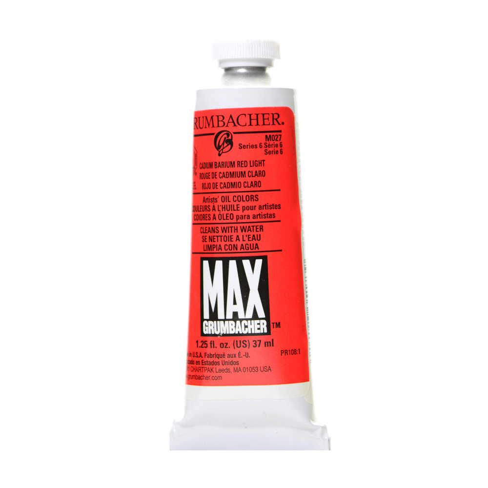 Grumbacher Max Water Miscible Oil Colors, 1.25 Oz, Cadmium Barium Red Light