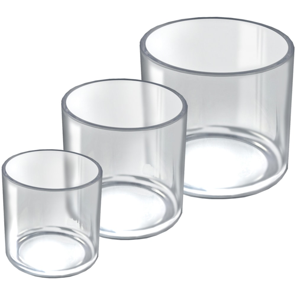 Azar Displays Deluxe 3-Bin Set, Cylindrical, Clear