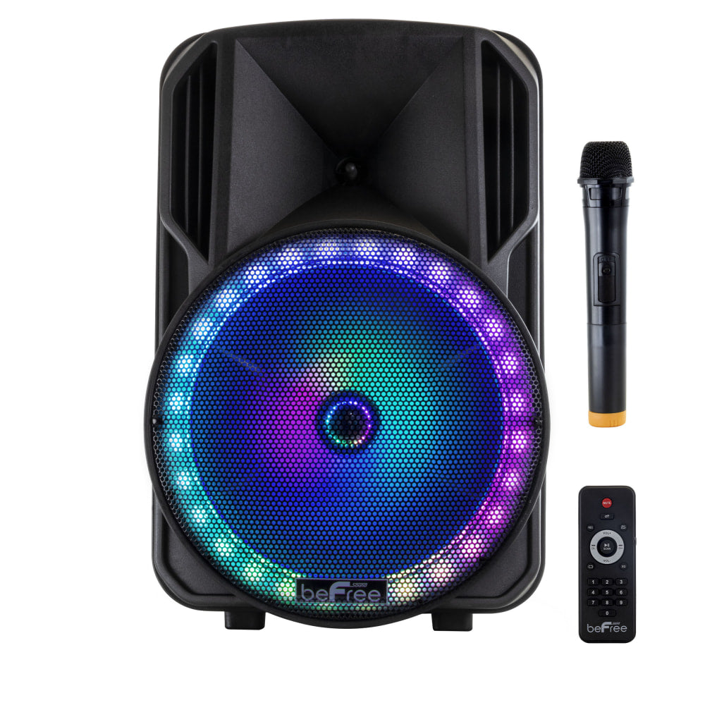 BeFree Sound Bluetooth Rechargeable Wireless PA Party Speaker With Reactive LEDs, Black