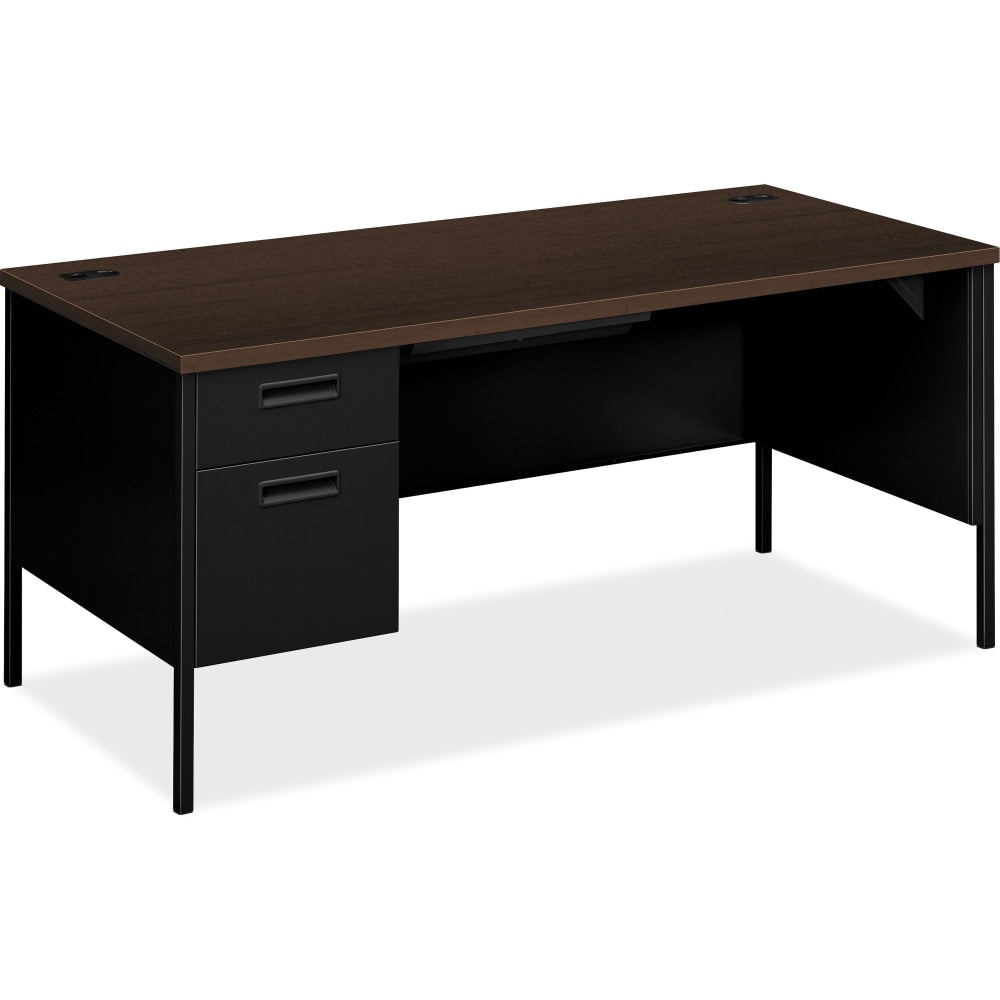 HON Metro Classic 66inW Left-Pedestal Computer Desk, Mocha/Black