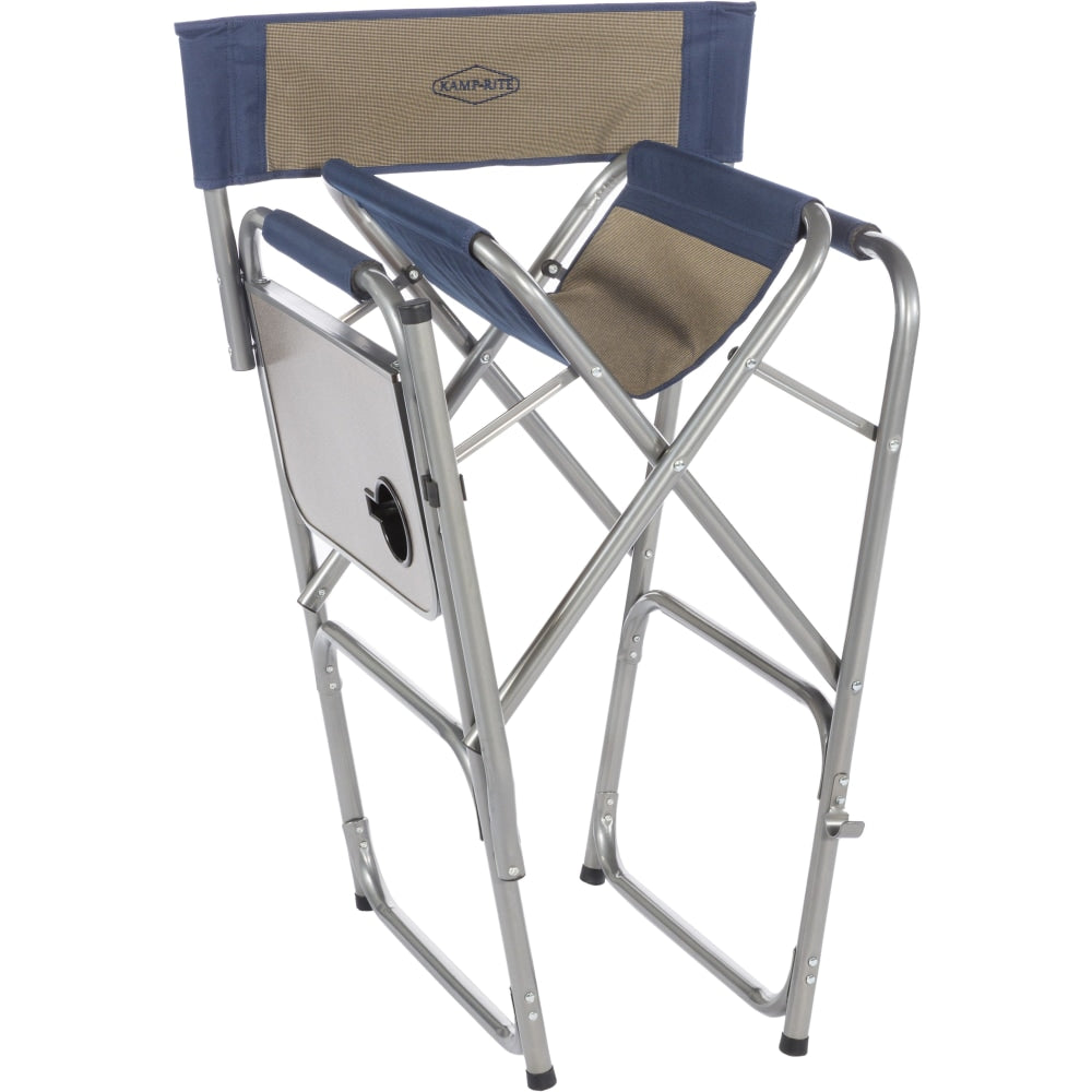 Kamp-Rite High-Back Director's Chair With Side Table, Tan/Blue