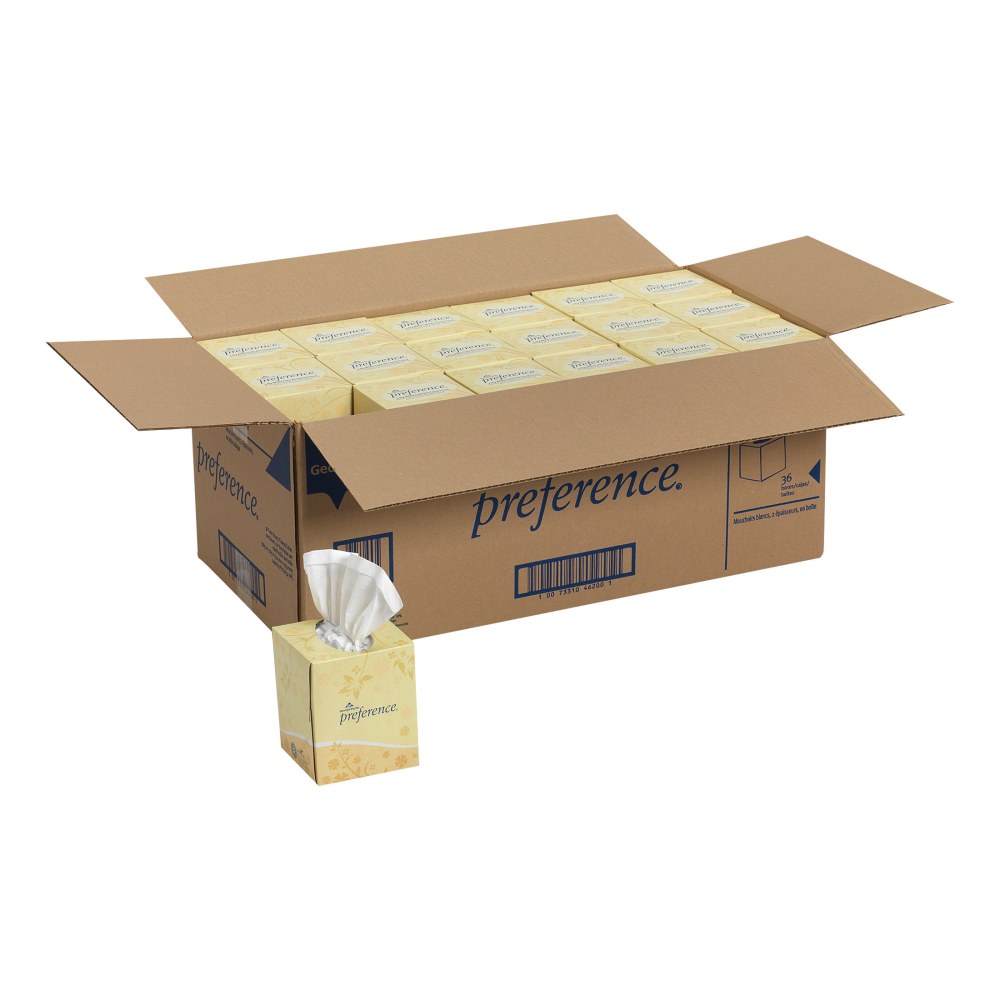 Preference 2-Ply Facial Tissue, White, 100 Tissues Per Box, Case Of 36 Boxes