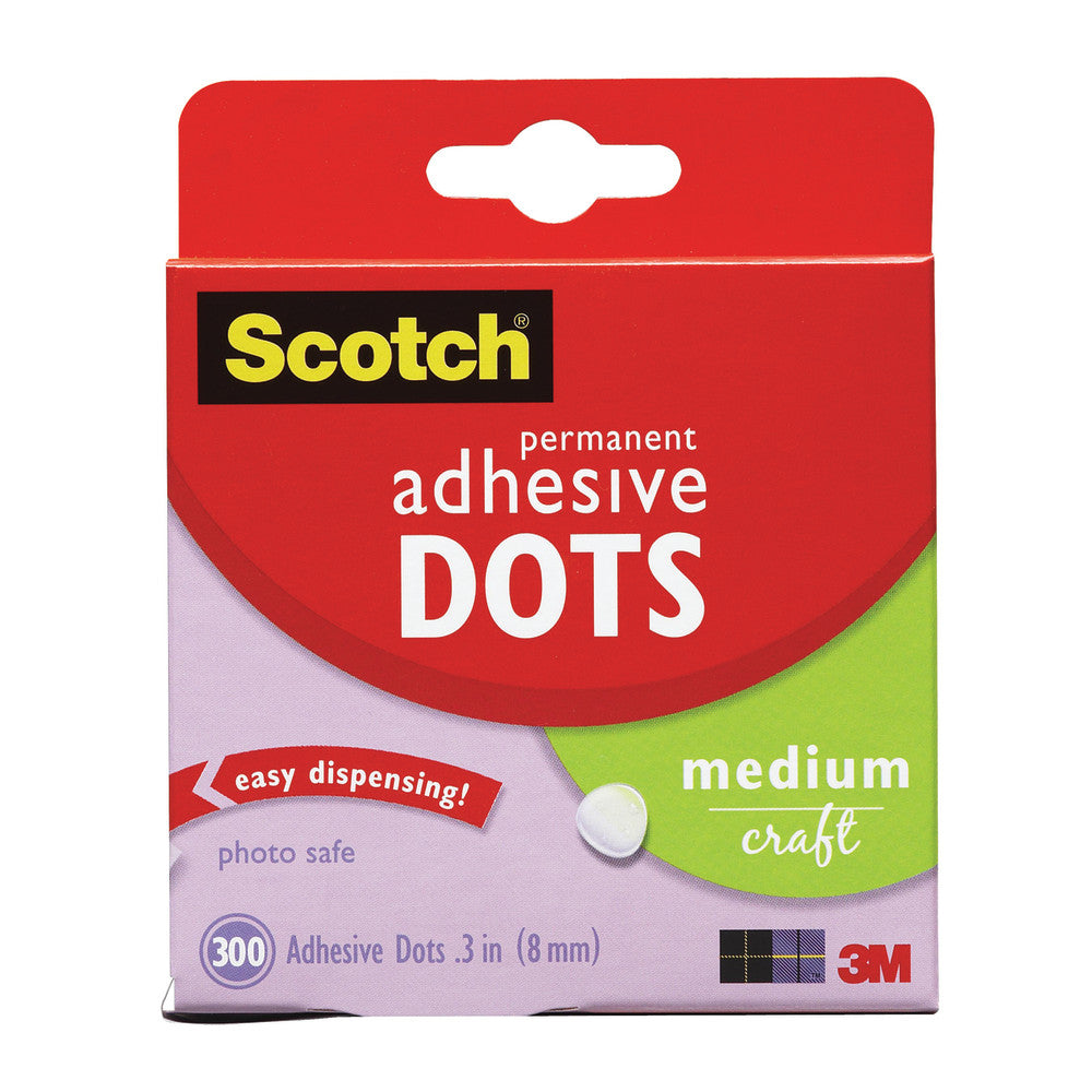Scotch Permanent Adhesive Dots, Medium Craft, Pack Of 300
