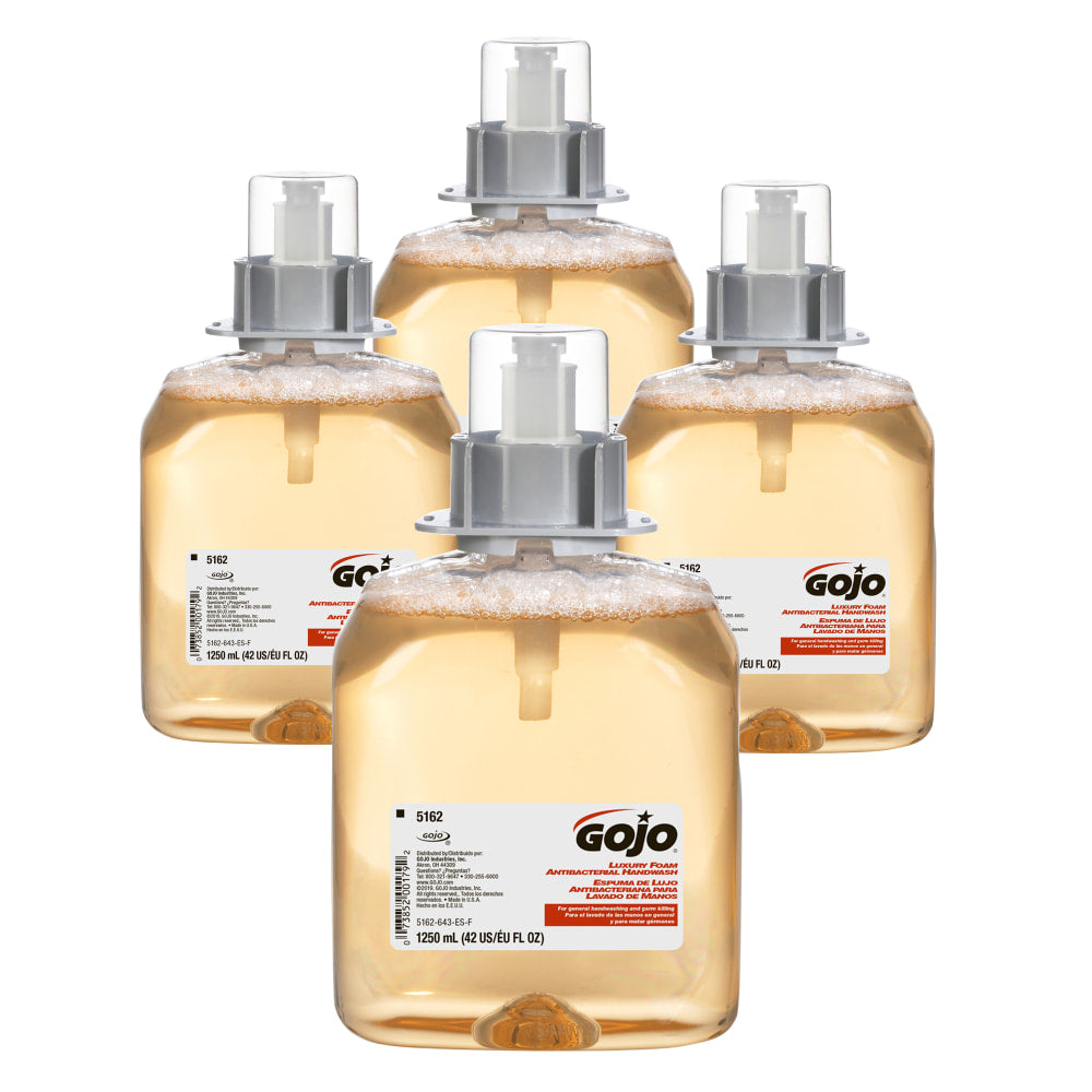 GOJO FMX-12 Luxury Antibacterial Foam Hand Soap Wash, Fresh Fruit Scent, 42.27 Oz, Carton Of 4 Bottles