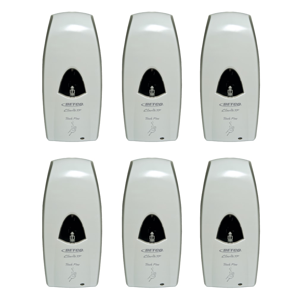 Betco Clario Touch-Free Foaming Soap Dispensers, White, Case Of 6