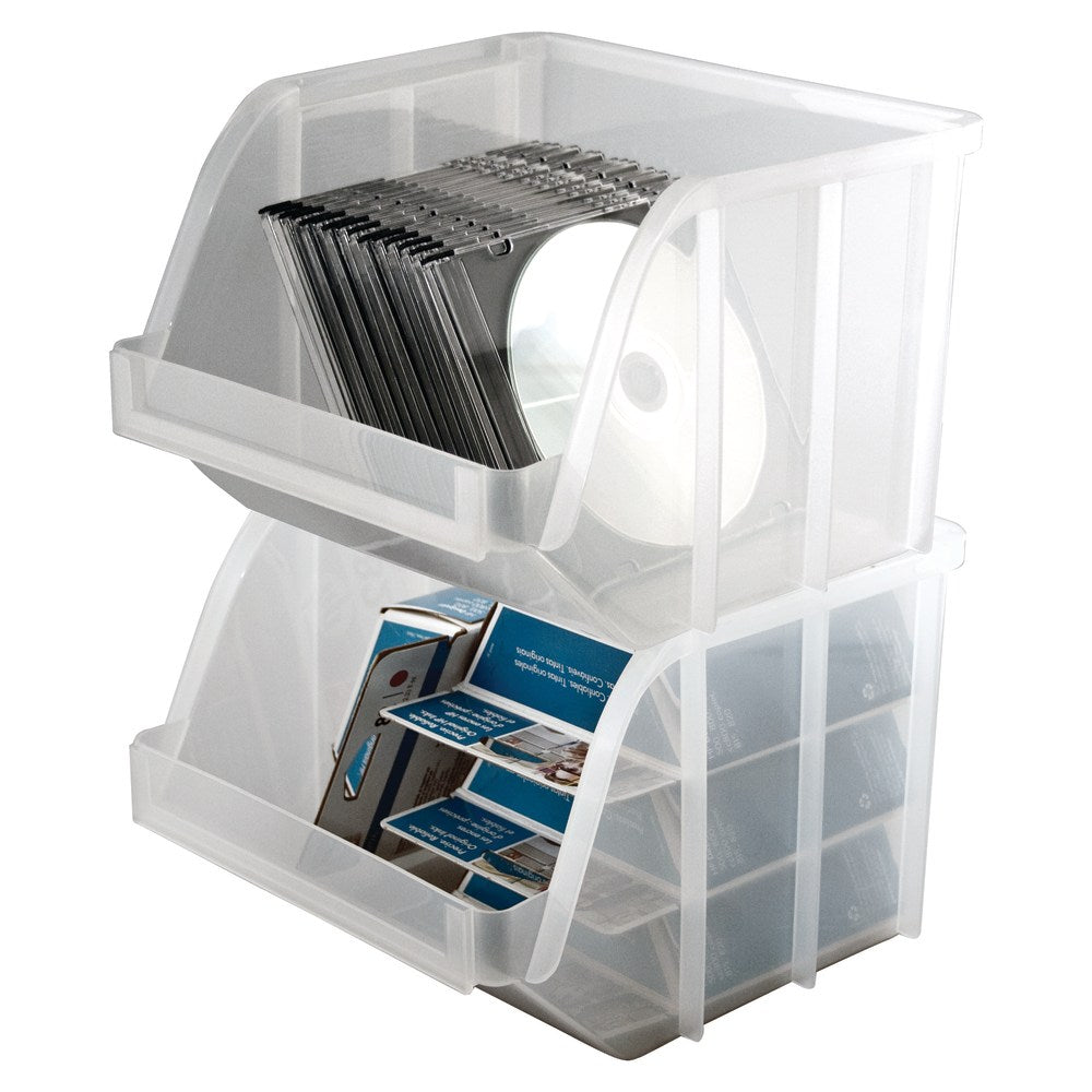 Office Depot Brand Mini Plastic Stacking Bin, Small Size, 6in x 8 3/4in x 9in, Clear