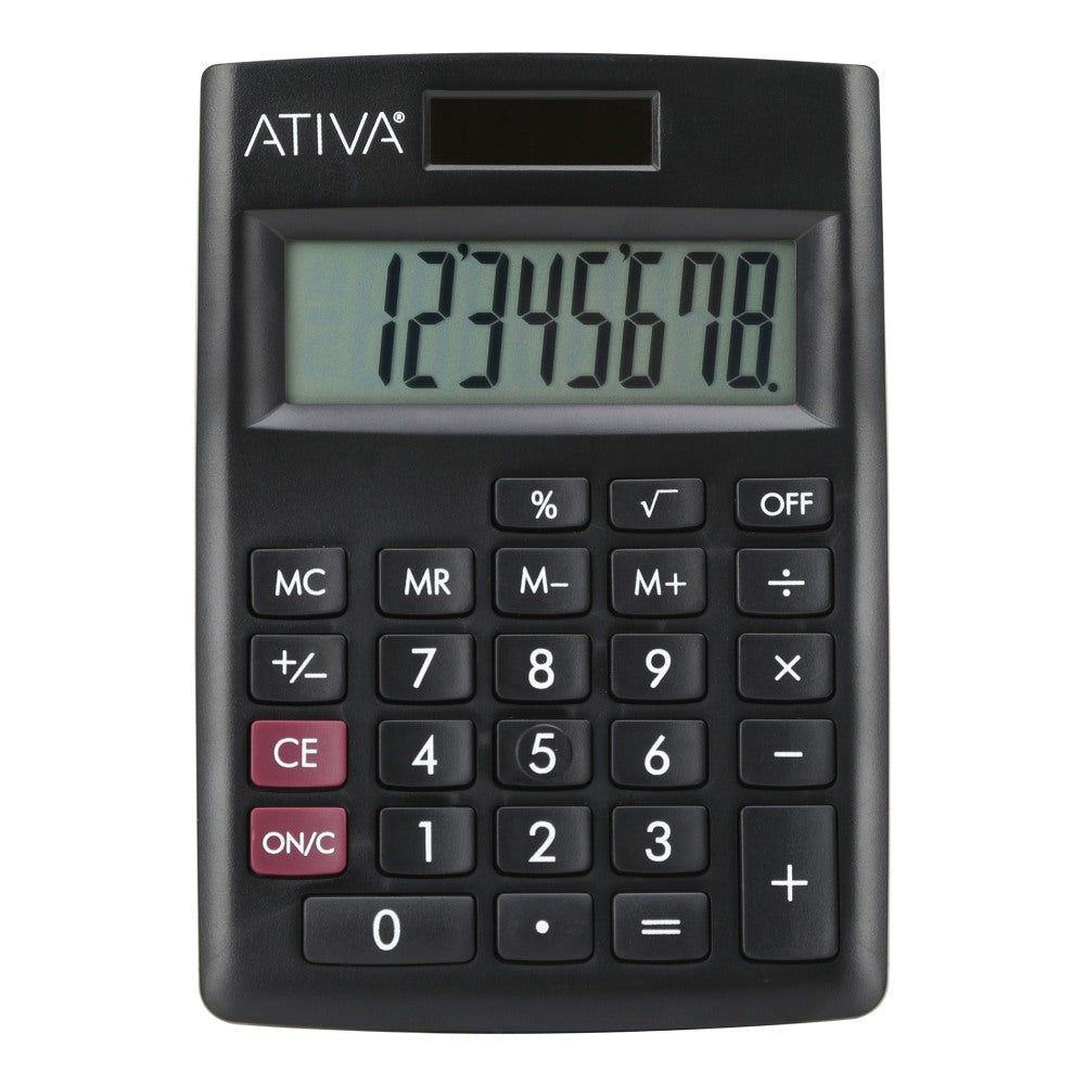 Ativa 8-Digit Desktop Calculator, Black